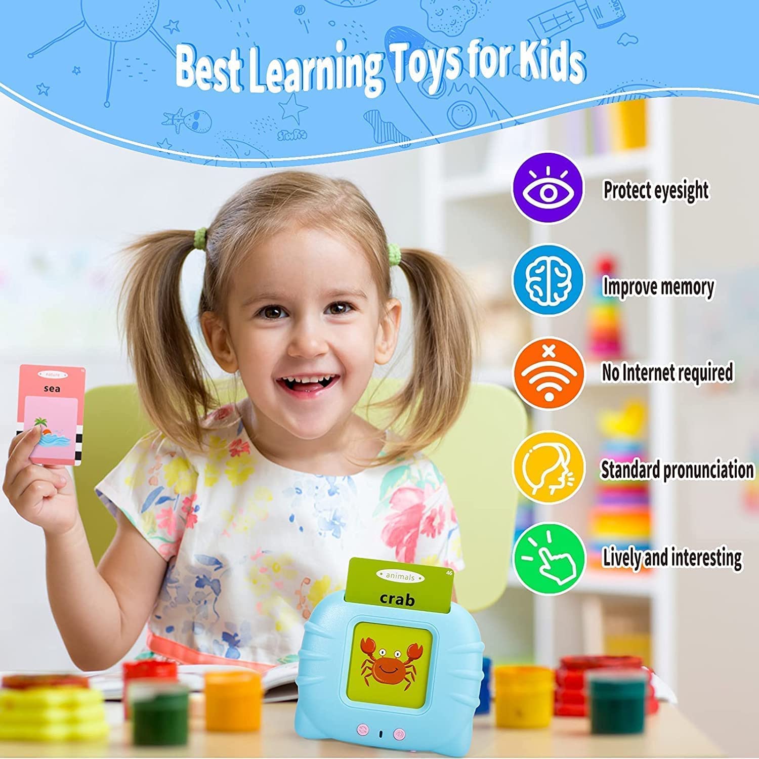 Talking Baby Flash Cards Educational Learning Interactive Toys for 2 3 4 5 6 Years Old Boys Girls, Toddlers Reading Machine with 224 Words Preschool Montessori Toys and Birthday Gift for Kids Talking Baby Flash Cards Educational Learning Interactive Toys for 2 3 4 5 6 Years Old Boys Girls, Toddlers Reading Machine with 224 Words Preschool Montessori Toys and Birthday Gift for Kids